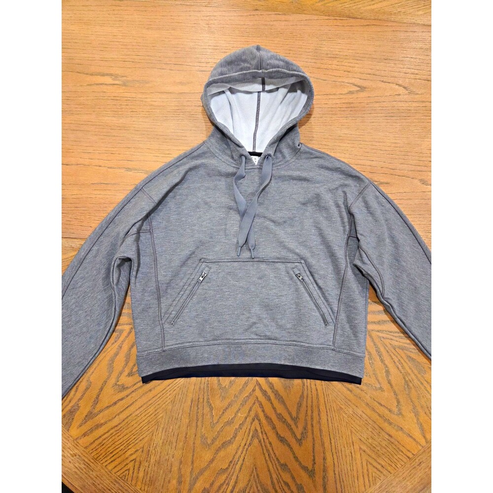 Athleta Hoodie Womens S Gray Modal Pullover Zip Pockets Oversized Athleisure